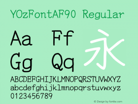 YOzFontAF90 Regular Version 13.08 Font Sample