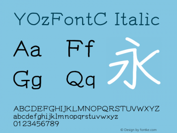 YOzFontC Italic Version 13.08 Font Sample