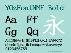 YOzFontNMF Bold Version 13.08 Font Sample