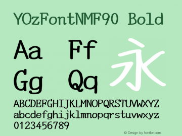 YOzFontNMF90 Bold Version 13.08 Font Sample