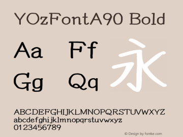 YOzFontA90 Bold Version 13.08 Font Sample