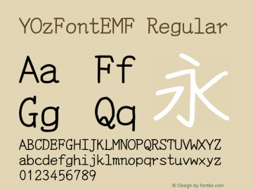 YOzFontEMF Regular Version 13.08 Font Sample