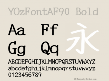 YOzFontAF90 Bold Version 13.08 Font Sample