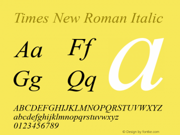 Times New Roman Italic Version 2.60图片样张