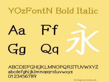 YOzFontN Bold Italic Version 13.08 Font Sample