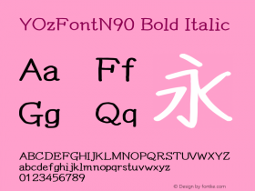 YOzFontN90 Bold Italic Version 13.08 Font Sample