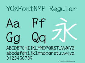 YOzFontNMF Regular Version 13.08 Font Sample