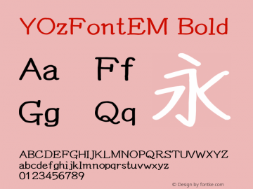 YOzFontEM Bold Version 13.08 Font Sample