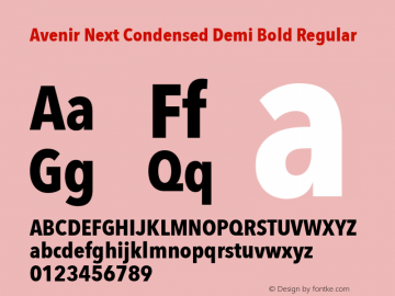 Avenir Next Condensed Demi Bold Regular 8.0d2e1 Font Sample