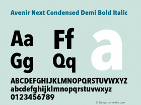 Avenir Next Condensed Demi Bold Italic 8.0d2e1图片样张
