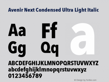 Avenir Next Condensed Ultra Light Italic 8.0d2e1图片样张