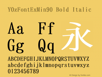 YOzFontExMin90 Bold Italic Version 13.10 Font Sample