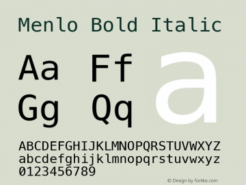 Menlo Bold Italic 8.0d1e1 Font Sample