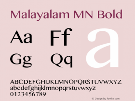 Malayalam MN Bold 7.0d4e1 Font Sample