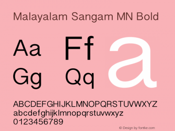 Malayalam Sangam MN Bold 7.0d3e1 Font Sample