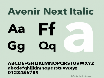 Avenir Next Italic 8.0d5e5图片样张