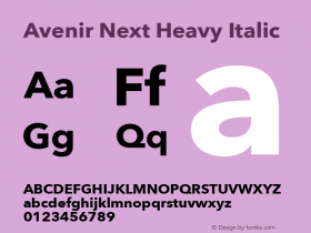 Avenir Next Heavy Italic 8.0d5e5 Font Sample