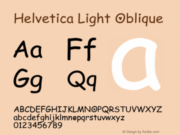 Helvetica Light Oblique 7.0d5e1 Font Sample