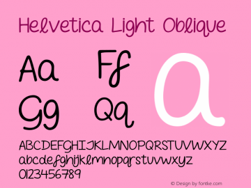 Helvetica Light Oblique 7.0d5e1 Font Sample