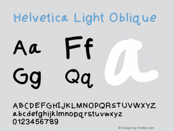 Helvetica Light Oblique 7.0d5e1 Font Sample