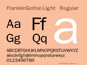 FranklinGothic-Light Regular Converted from c:\windows\system\FRANKLTE.TF1 by ALLTYPE Font Sample