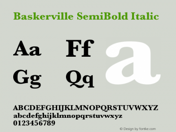 Baskerville SemiBold Italic 9.0d2e1图片样张