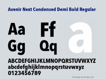 Avenir Next Condensed Demi Bold Regular 8.0d5e5 Font Sample