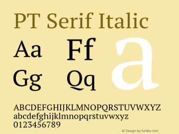 PT Serif Italic 9.0d1e1 Font Sample