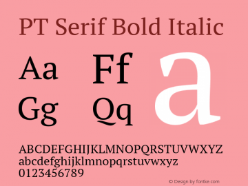 PT Serif Bold Italic 9.0d1e1 Font Sample