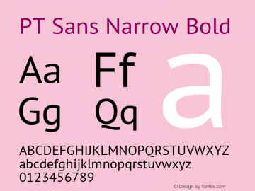 PT Sans Narrow Bold 9.0d1e1 Font Sample