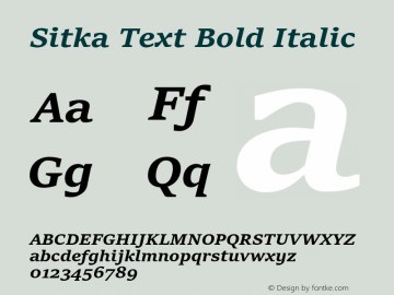 Sitka Text Bold Italic Version 1.10 Font Sample