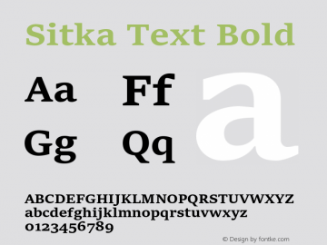 Sitka Text Bold Version 1.10 Font Sample