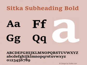 Sitka Subheading Bold Version 1.10 Font Sample