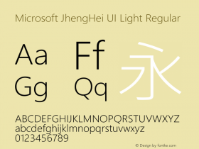 Microsoft JhengHei UI Light Regular Version 1.00 Font Sample