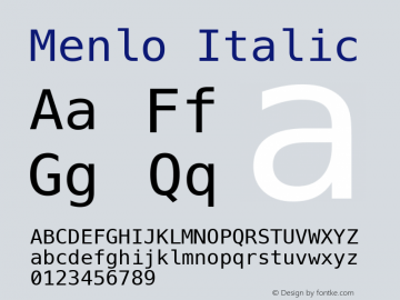Menlo Italic 8.0d1e1图片样张