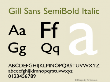 Gill Sans SemiBold Italic 9.0d5e1 Font Sample