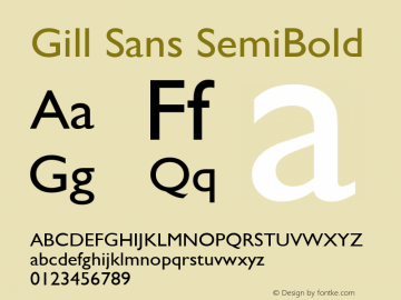 Gill Sans SemiBold 9.0d5e1 Font Sample