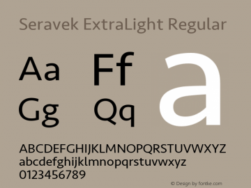 Seravek ExtraLight Regular 9.0d1e1图片样张