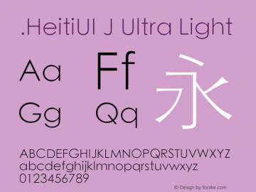 .HeitiUI J Ultra Light 9.0d9e3 Font Sample