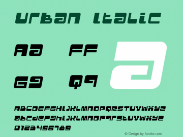 Urban Italic Version 1.0; 2001 Font Sample
