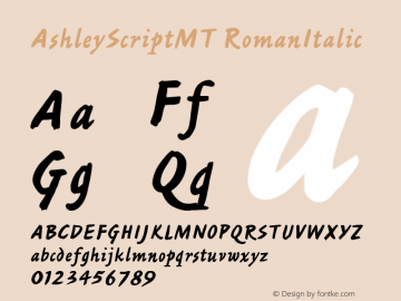 AshleyScriptMT RomanItalic Version 1.00图片样张