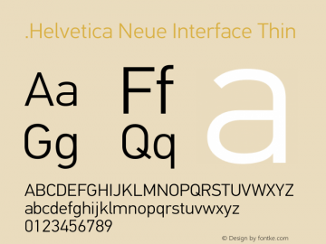 .Helvetica Neue Interface Thin 9.0d56e1 Font Sample