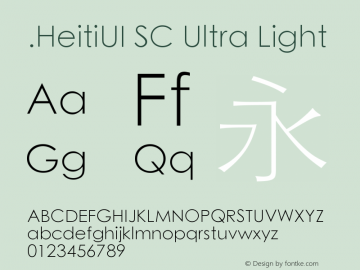 .HeitiUI SC Ultra Light 9.0d9e4图片样张