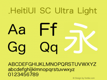 .HeitiUI SC Ultra Light 9.0d9e3图片样张