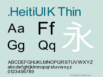 .HeitiUI K Thin 9.0d8e1 Font Sample