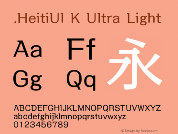 .HeitiUI K Ultra Light 9.0d9e3 Font Sample