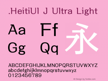 .HeitiUI J Ultra Light 9.0d9e3 Font Sample