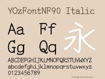 YOzFontNF90 Italic Version 13.10 Font Sample