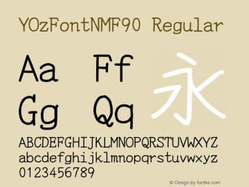 YOzFontNMF90 Regular Version 13.10 Font Sample