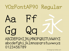 YOzFontAF90 Regular Version 13.10 Font Sample